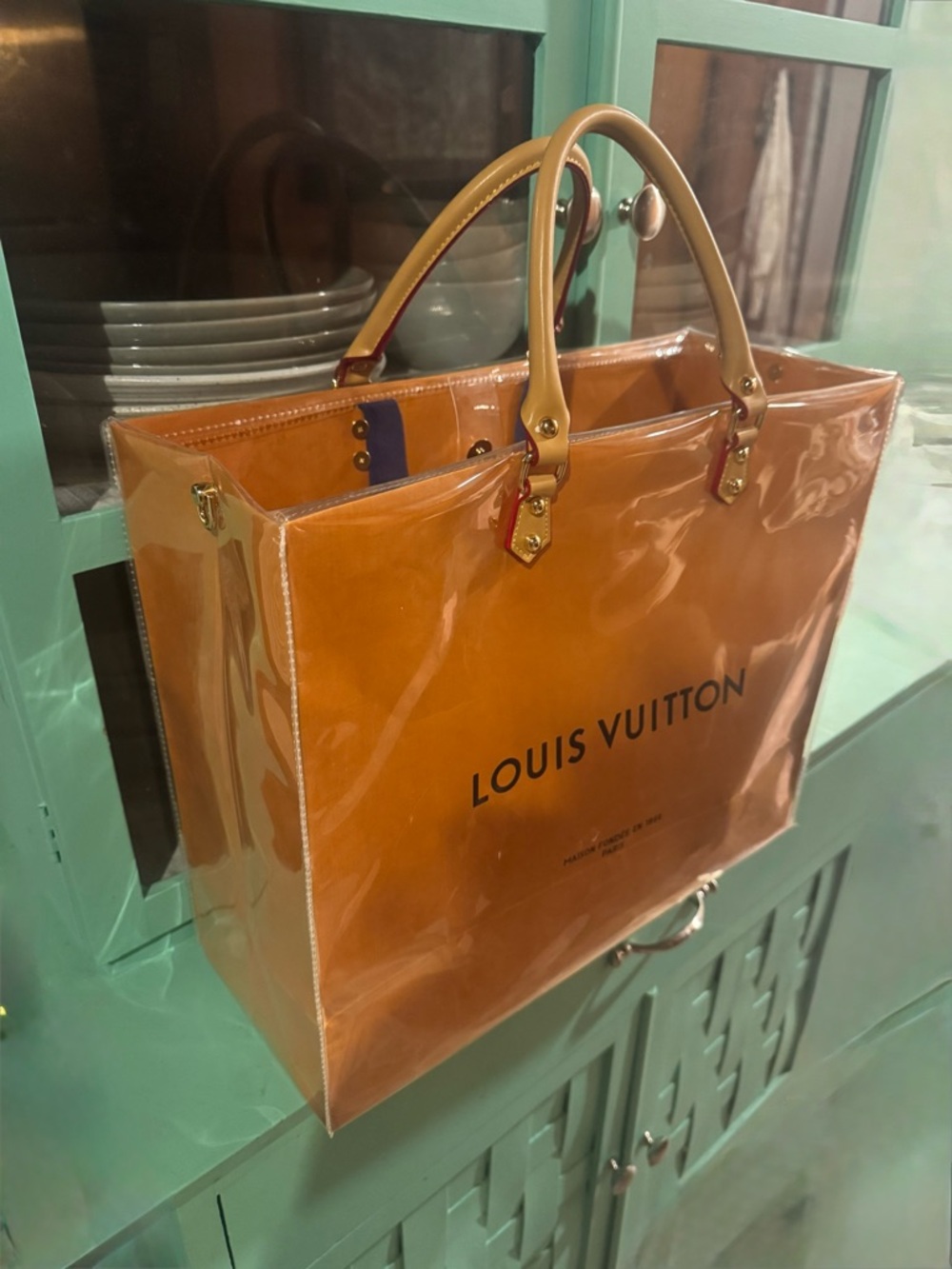 Louis Vuitton Orange Patent Tote with Dual Top Handles - Picture 3 of 4